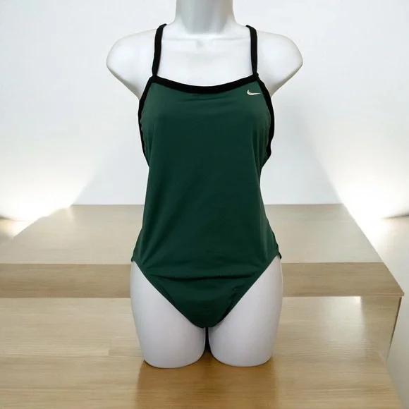 Nike Gorge Green Hydrastrong Racerback One Piece Performance Swimsuit Size 10 - Picture 2 of 10